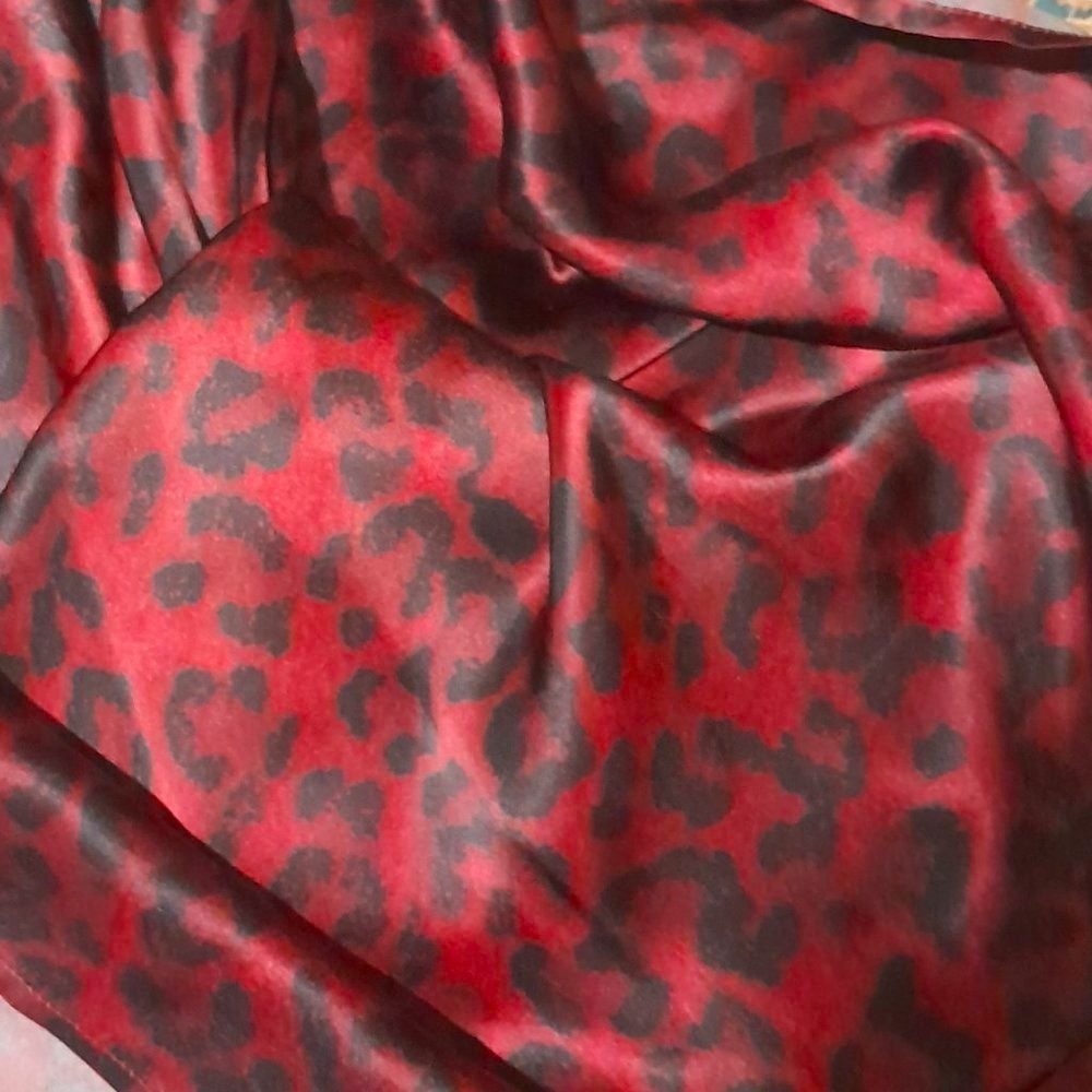 New Acrobat Maxi Silk slip dress Burgundy Red Brown Leopard Slit Spaghetti Strap - Picture 3 of 8